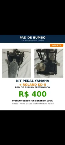 Pedal Yamaha e pad de bumbo roland