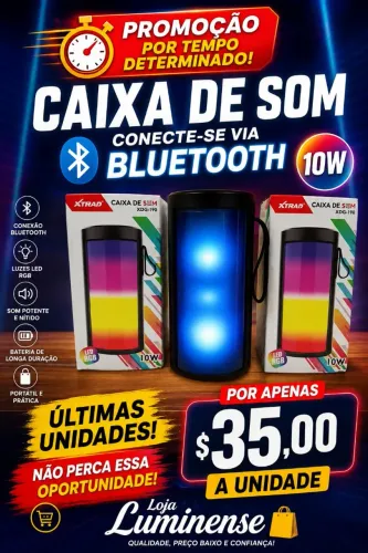 Caixa de som via Bluetooth