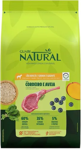 RAÇÃO GUABI NATURAL 12KG CORDEIRO E AVEIA CÃO ADULTO GRANDE