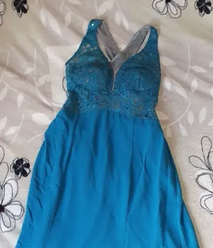 Vestido de festa longo azul