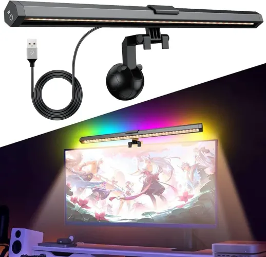 Luz de monitor Quntis, luz de fundo, luz USB RGB, 15 modos de cor, luz de mesa