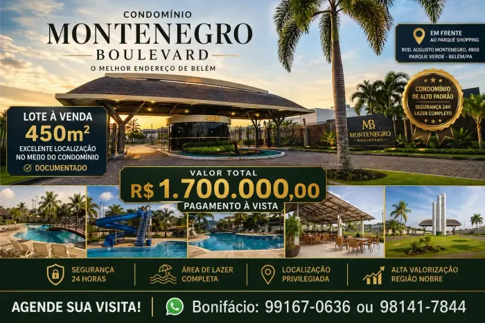 Oportunidade única, Montenegro Boulevatd, excelente lote, area: 450m²o