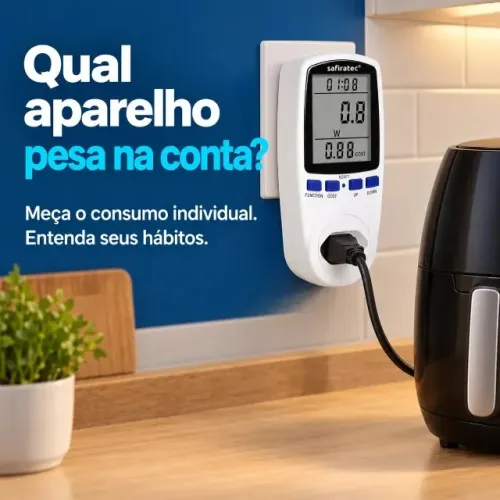 MEDIDOR DE CONSUMO DE ENERGIA ELÉTRICA PARA TOMADA SAFIRATEC ? PST-495