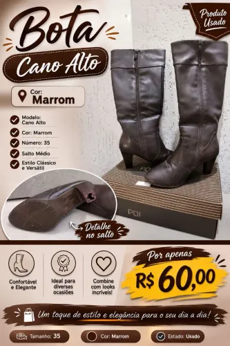 Bota cano alto marrom
