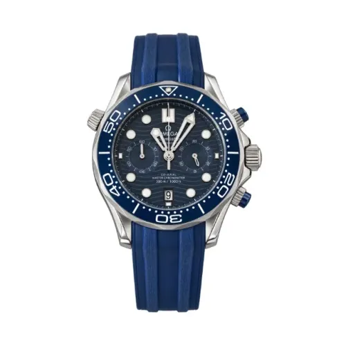 Relógio Omega Seamaster Cronógrafo Quartzo - 44mm Borracha Azul Prem AAA+