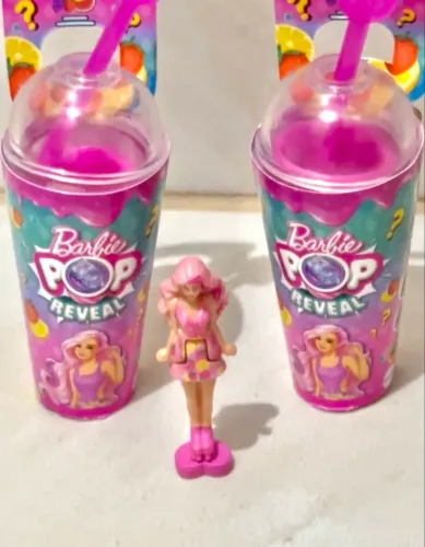Mini boneca barbie pop reveal mini barbie land 1 boneca 2 copos
