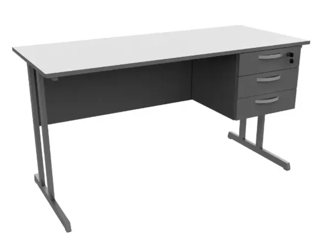 Mesa Escritório com 3 gavetas sendo uma com chave