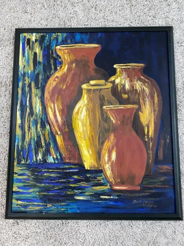 Quadro com pintura à óleo medindo 75x65, com moldura