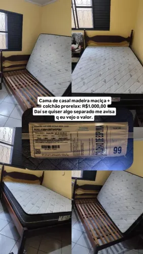 Cama maciça casal + colchão em excelente estado ACEITO PROPOSTA