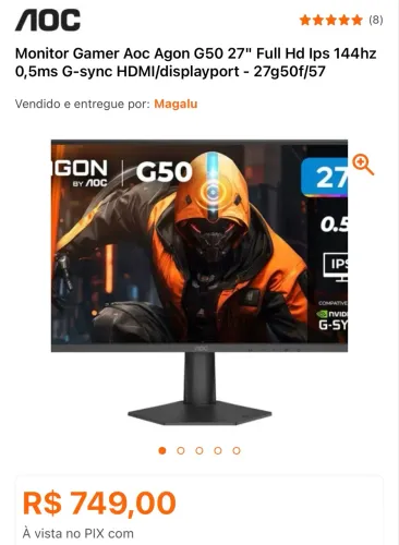 Monitor Gamer AOC AGON 27 Polegadas NOVO Lacrado