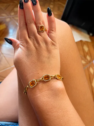 Pulseira Chains Em Ouro Amarelo 18k Com Citrinos E Diamantes