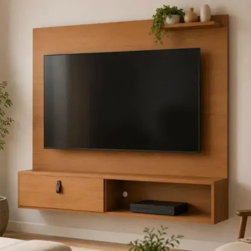 PAINEL PARA TV ATÉ 50" - 1 Porta + 1 Prateleira - 123cm Larg x 90cm Alt x 23cm Prof - Sala