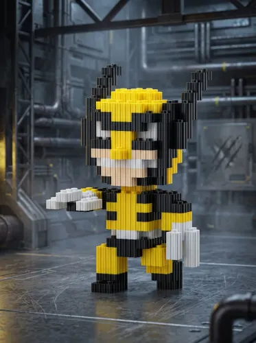 Wolverine | Blocos de Montar Pixel Art 3D