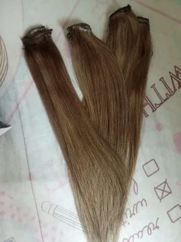Megahair cabelo humano loiro mesclado 45 cm 80 gramas