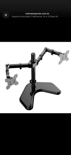 SUPORTE DUPLO ARTICULADO PARA 2 MONITORES - BASE DE AÇO REFORÇADA