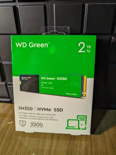 Novo - SSD WD Green SN350, 2TB, M.2 2280, PCIe NVMe, Leitura 3200 MB/s, Gravacao 3000 MB/s
