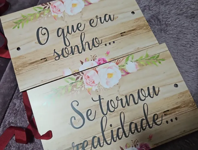 Placas em MDF para casamento ou noivado 