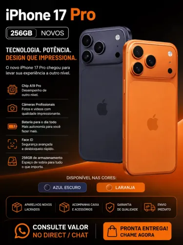 iPhone 17 pro Azul e Laranja 