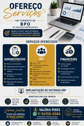 Assistente Administrativa | RH | Financeiro | BPO | Implantação de ERP