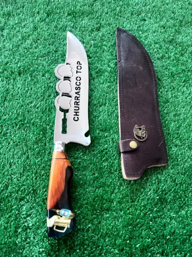 Faca Personalizada 10" Churrasco Top - Cabo Madeira e Resina