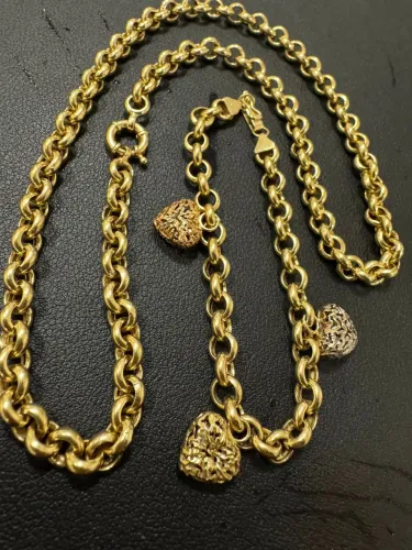 Conjunto Elo Português de ouro 43.72g 18k procedência garantia eterna