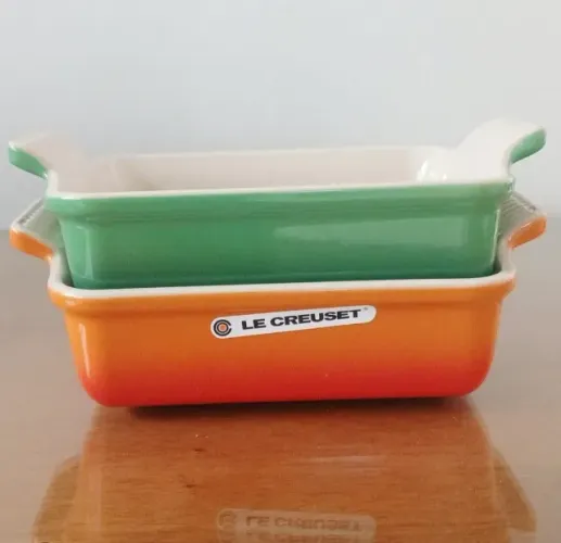 Laranja e Verde Bamboo Travessas Le Creuset