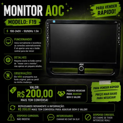 ? Monitor AOC F19L - Funcionando