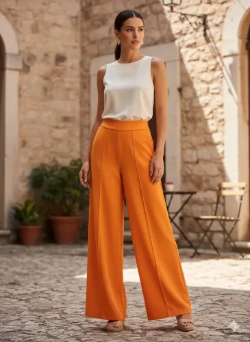 Calça Alfaiataria Pantalona cor abóbora ? Tam 34/36