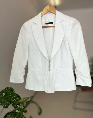 Blazer Branco P Alfaiataria Makenji Bordado