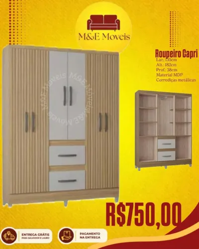 Guarda-roupa casal compacto - Novo