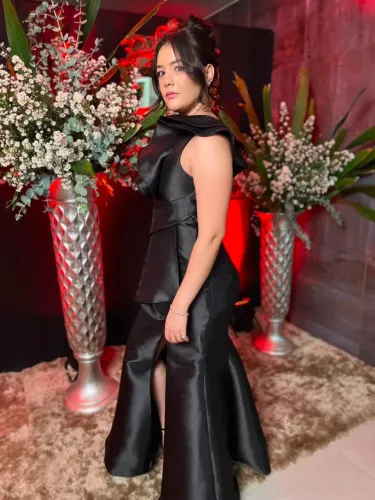 Vestido longo de festa preto tamanho M