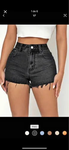 Short Preto SHEIN Cintura Alta - Novo