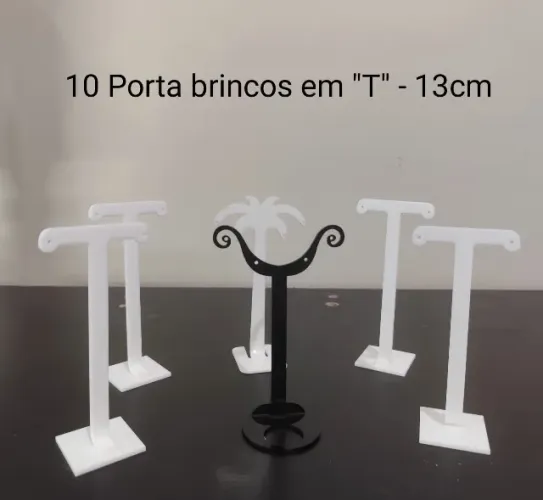 Kit 10 Porta Brincos em T Acrílico Branco - Expositor Mostruário para Bijuterias
