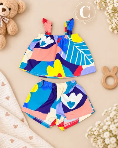 Conjunto Infantil Menina Estampado Colorido até 1 ano