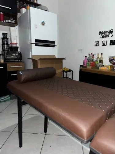 Maca estética dobrável couro marrom