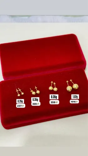 Brinco de ouro 18k bolinha novos