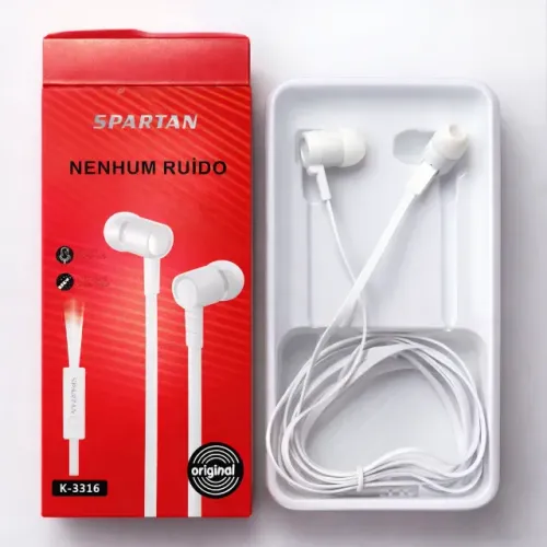 Fone de Ouvido Spartan K-3316 P2 3,5mm com Microfone para Celular Universal pode retirar n