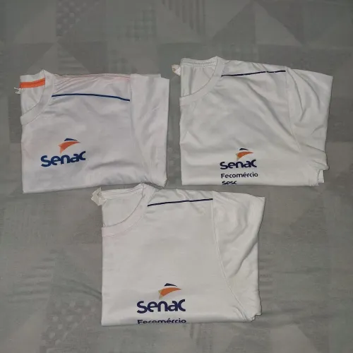 Kit 3 camisetas masculinas brancas Senac - Tamanho G
