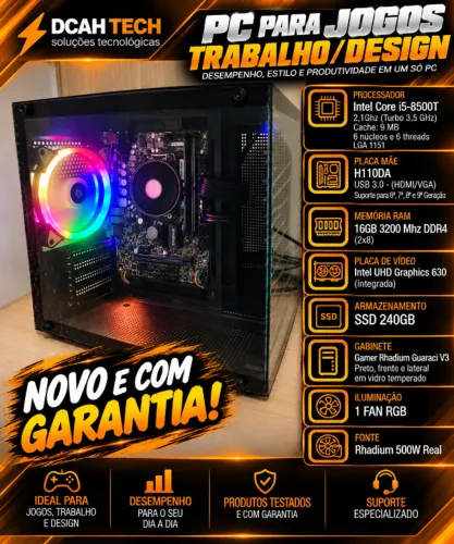 PC para Jogos/Trabalho/Design - i5 8a geração + 16GB + SSD 240gb - NOVO