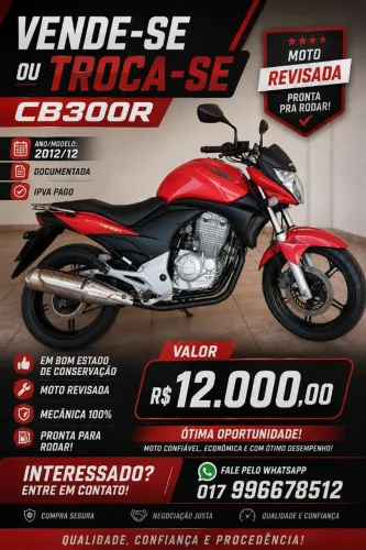 CB 300R (2012/12) - Vendo ou Troco (Faça sua Proposta)