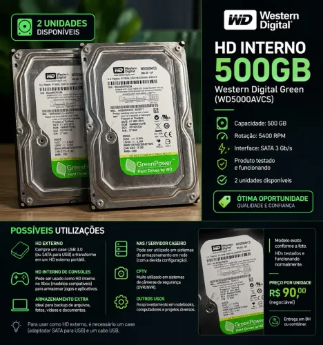 HD INTERNO WESTERN DIGITAL GREEN 500GB