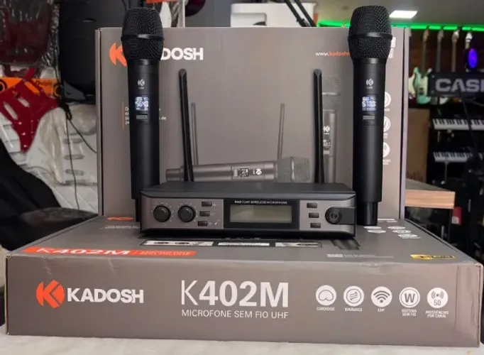 Microfone Sem Fio Uhf Duplo Kadosh K-402m
