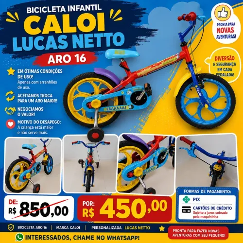 BICICLETA INFANTIL CALOI -ARO 16 LUCAS NETTO