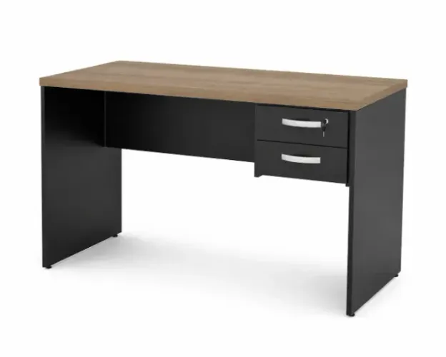 Mesa Reta Pé Painel Com Gavetas