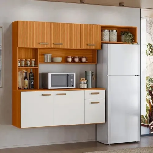 Kit Cozinha suspensa Manu c/detalhe Ripado 