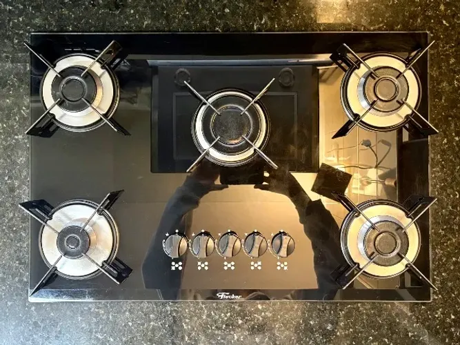 Cooktop a Gás Fischer 5 Bocas Mesa Vidro Bivolt