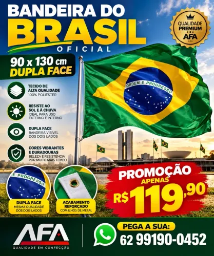 Bandeira do Brasil 2 panos dupla face 90x130