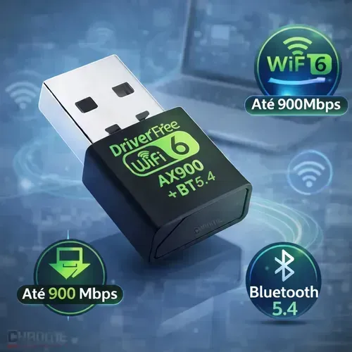 2 em 1 - Adaptador USB Wifi 6 (2.4ghz-5Ghz) + Bluetooth 5.3 - Entrega grátis JP