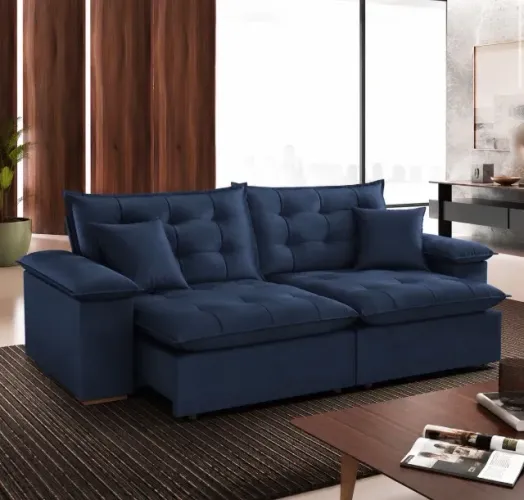 Sofá Belluno Retrátil 2,50m Azul