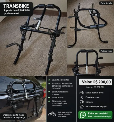 Transbike para 2 Bicicletas - Seminovo, Estado de Novo!